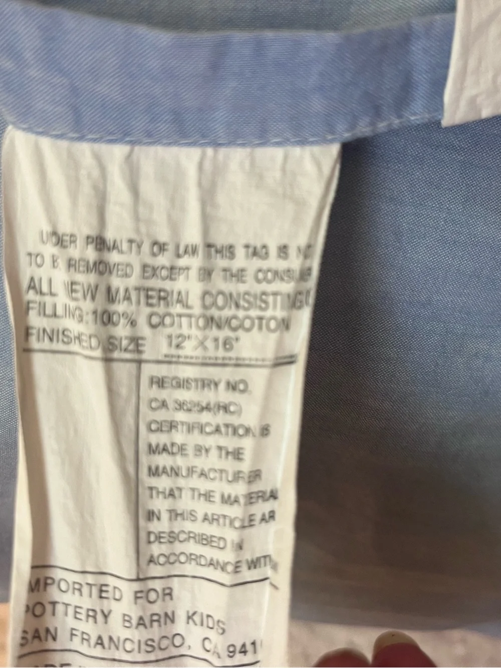 Pottery Barn Kids Denim Blue Pillow White Airplane Quilted Accent Throw 12x16